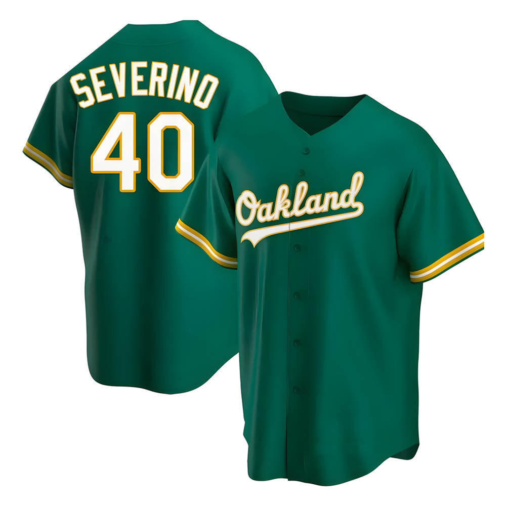 Pouc Athletics #40 Luis Severino player Green Replica Kelly Alternate Stitched Jersey