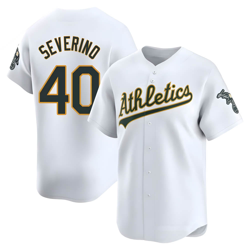 Pouc Athletics #40 Luis Severino player White Limited Home Stitched Jersey