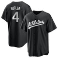 Pouc Athletics #4 Lawrence Butler player Black&White Replica Alternate Stitched Jersey