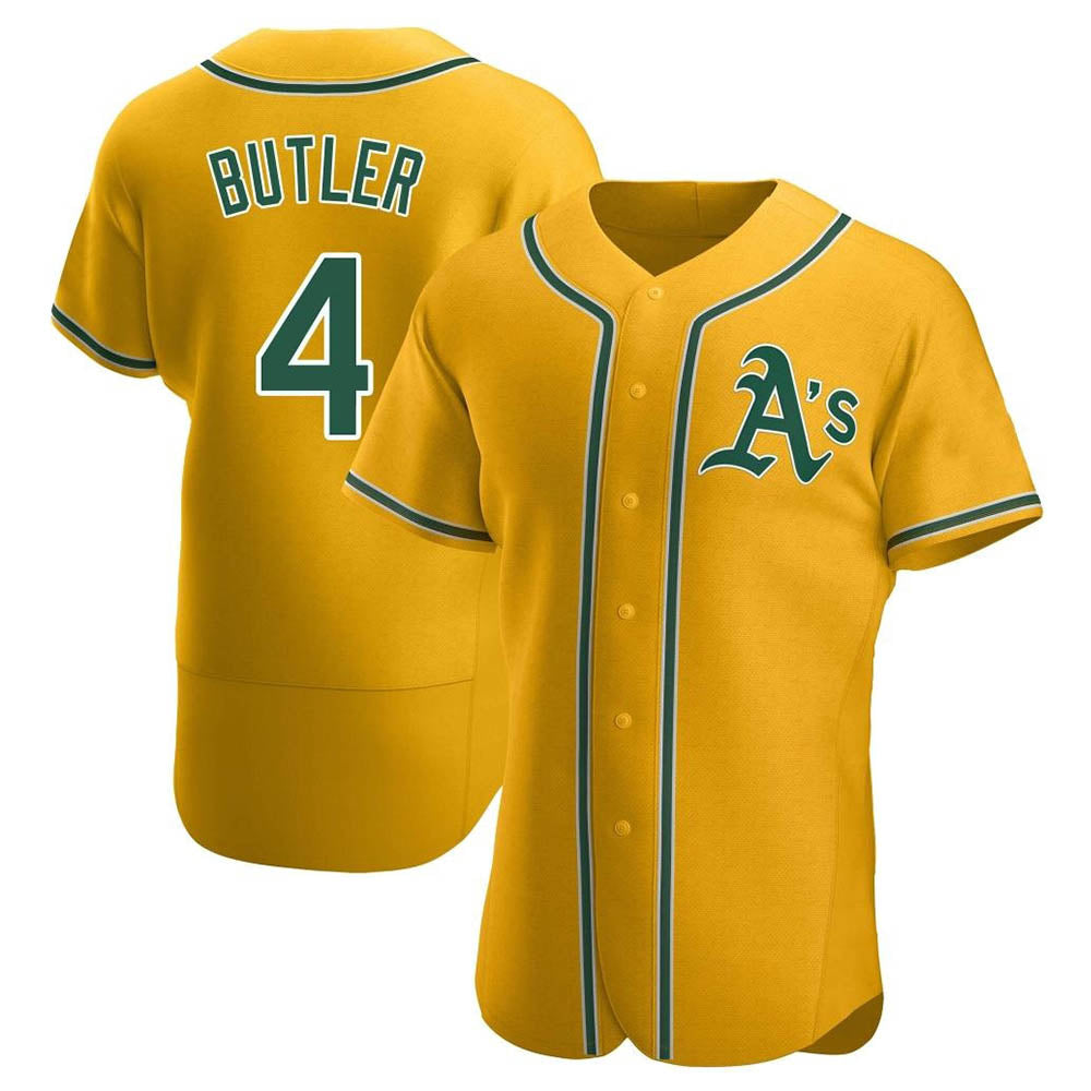 Pouc Athletics #4 Lawrence Butler player Gold Authentic Alternate Stitched Jersey