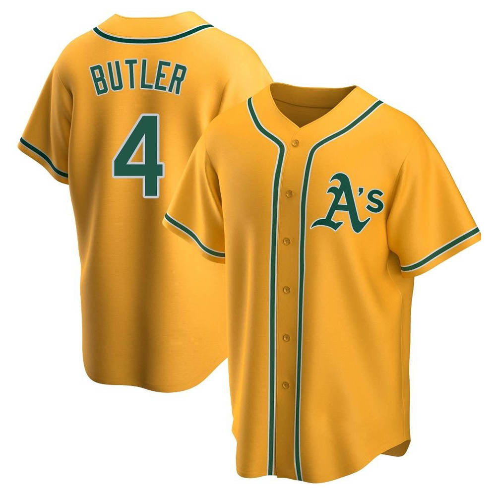 Pouc Athletics #4 Lawrence Butler player Gold Replica Alternate Stitched Jersey