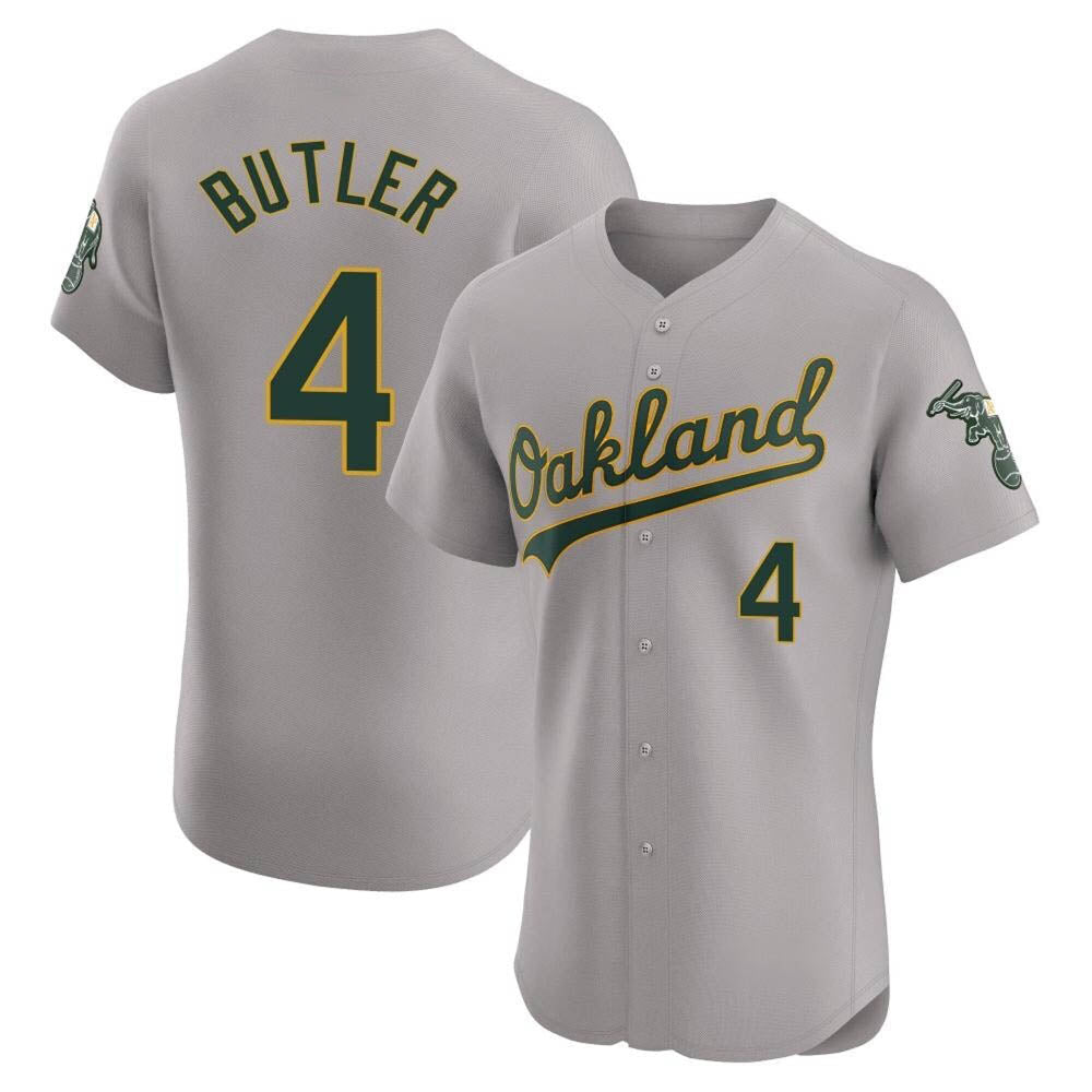 Pouc Athletics #4 Lawrence Butler player Gray Elite Road Stitched Jersey