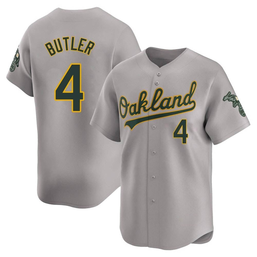 Pouc Athletics #4 Lawrence Butler player Gray Limited Away Stitched Jersey