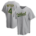 Pouc Athletics #4 Lawrence Butler player Gray Replica Road Stitched Jersey