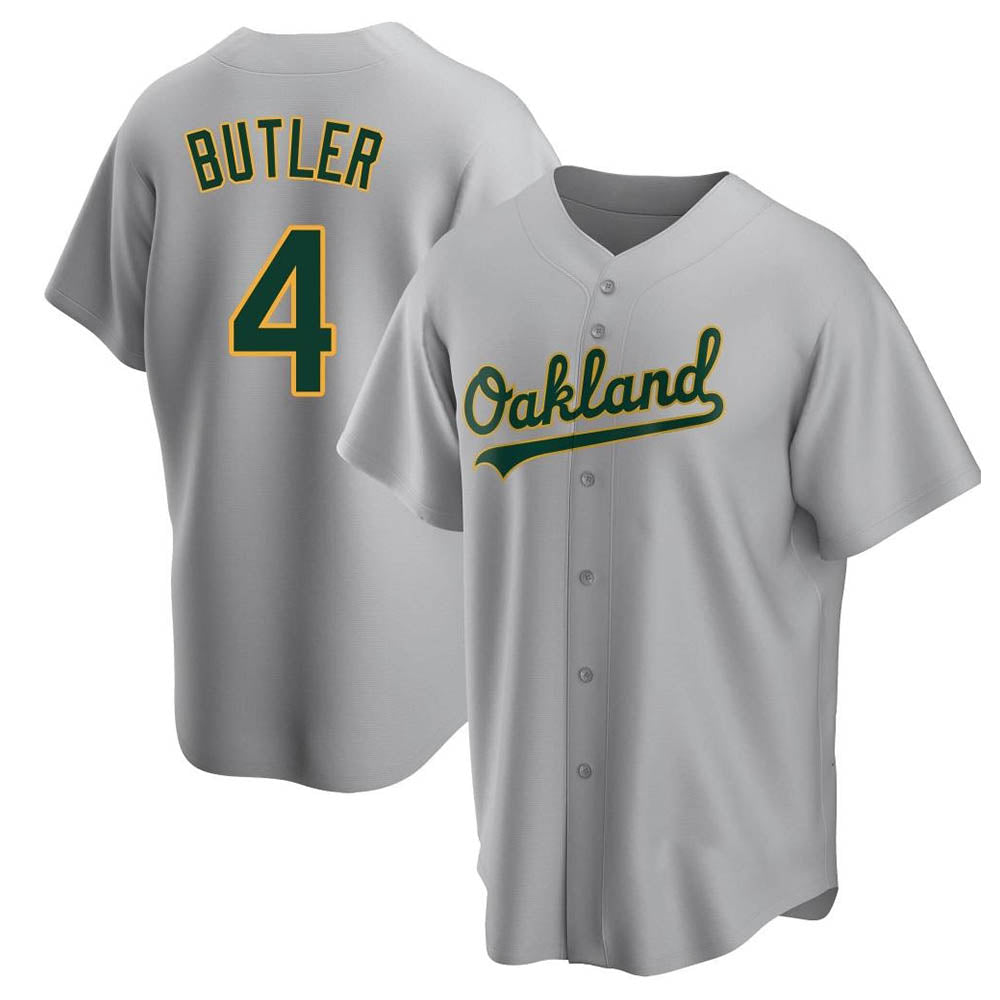 Pouc Athletics #4 Lawrence Butler player Gray Replica Road Stitched Jersey