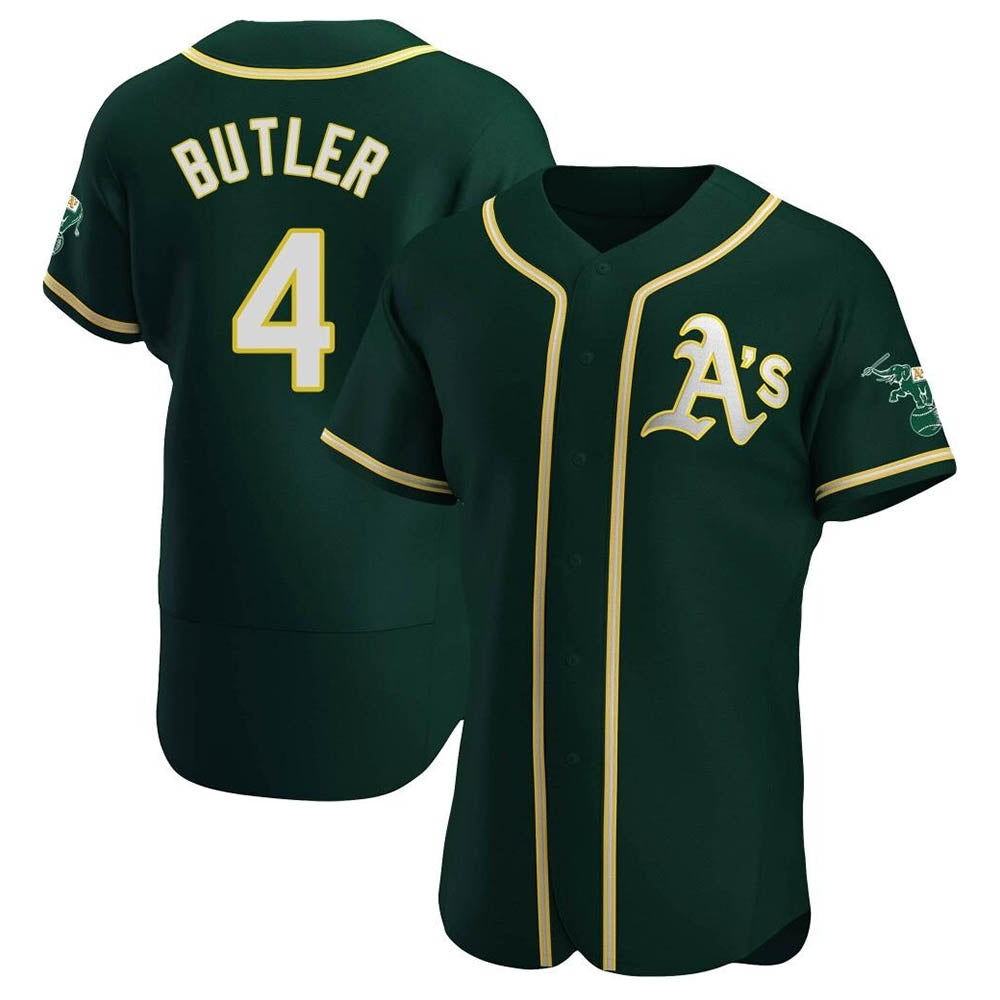 Pouc Athletics #4 Lawrence Butler player Green Authentic Alternate Stitched Jersey