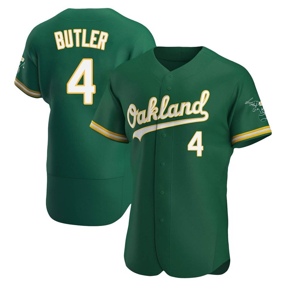 Pouc Athletics #4 Lawrence Butler player Green Authentic Kelly Alternate Stitched Jersey