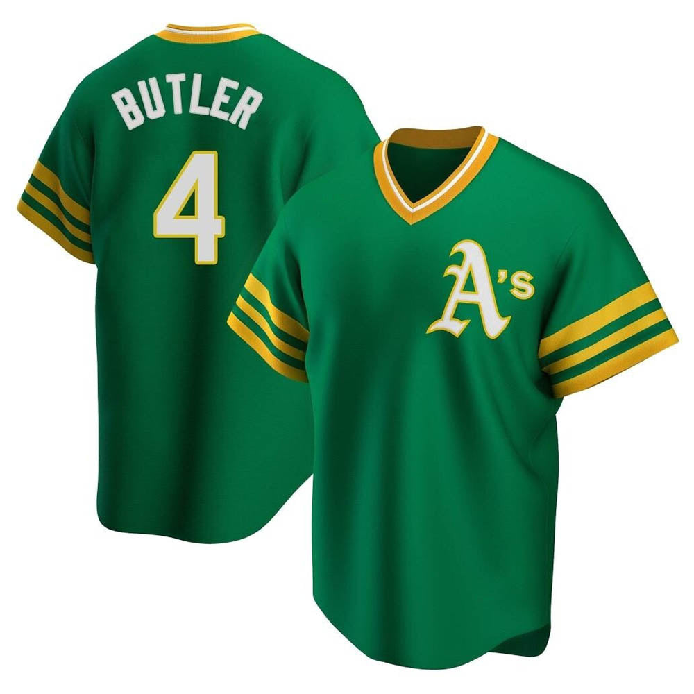 Pouc Athletics #4 Lawrence Butler player Green Replica Cooperstown Collection Stitched Jersey