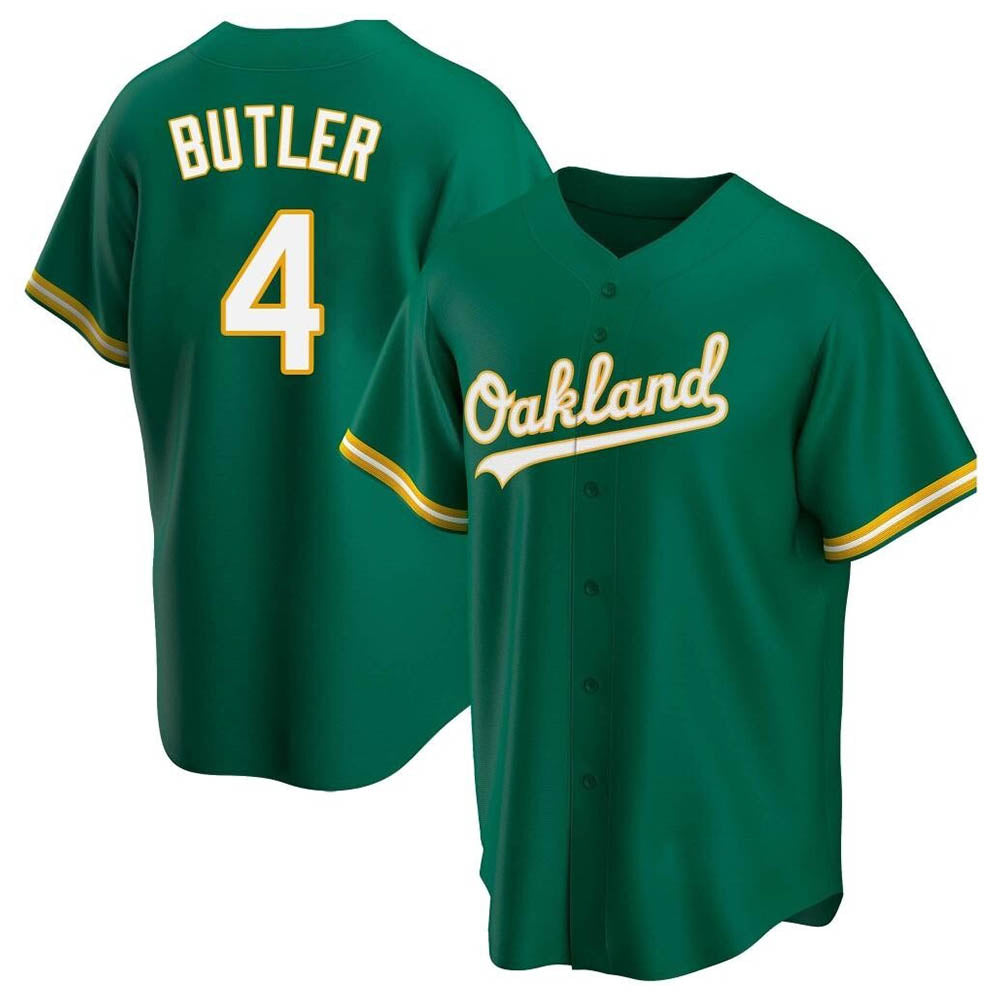 Pouc Athletics #4 Lawrence Butler player Green Replica Kelly Alternate Stitched Jersey