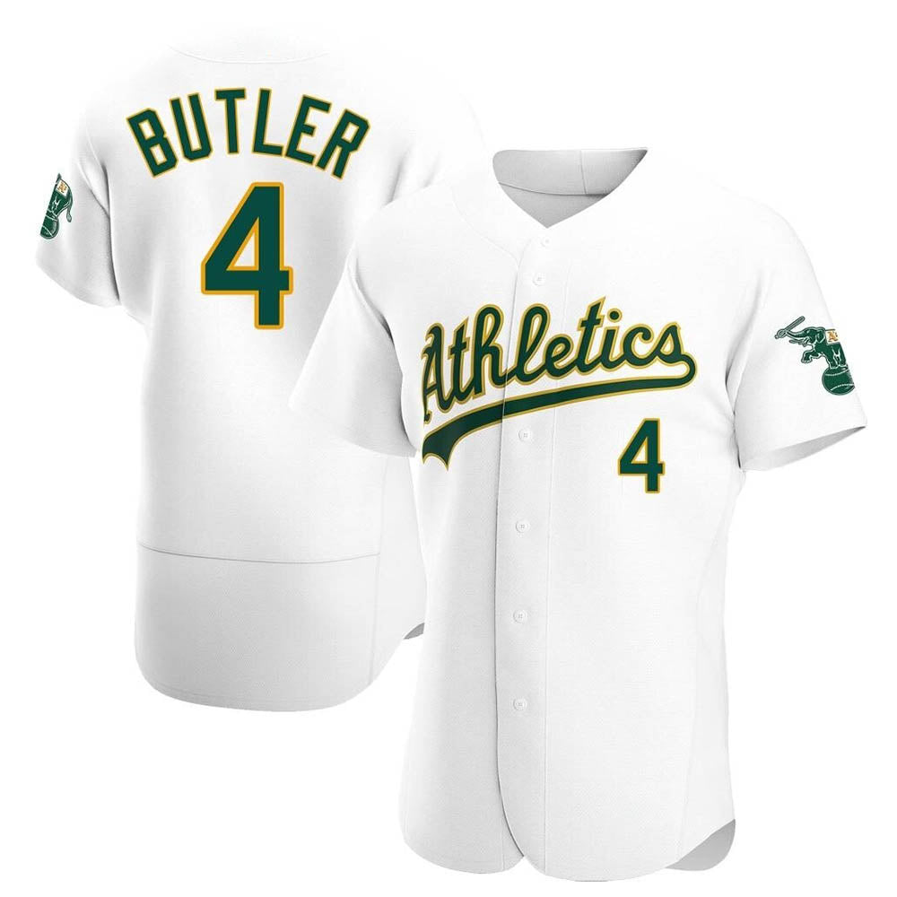 Pouc Athletics #4 Lawrence Butler player White Authentic Home Stitched Jersey