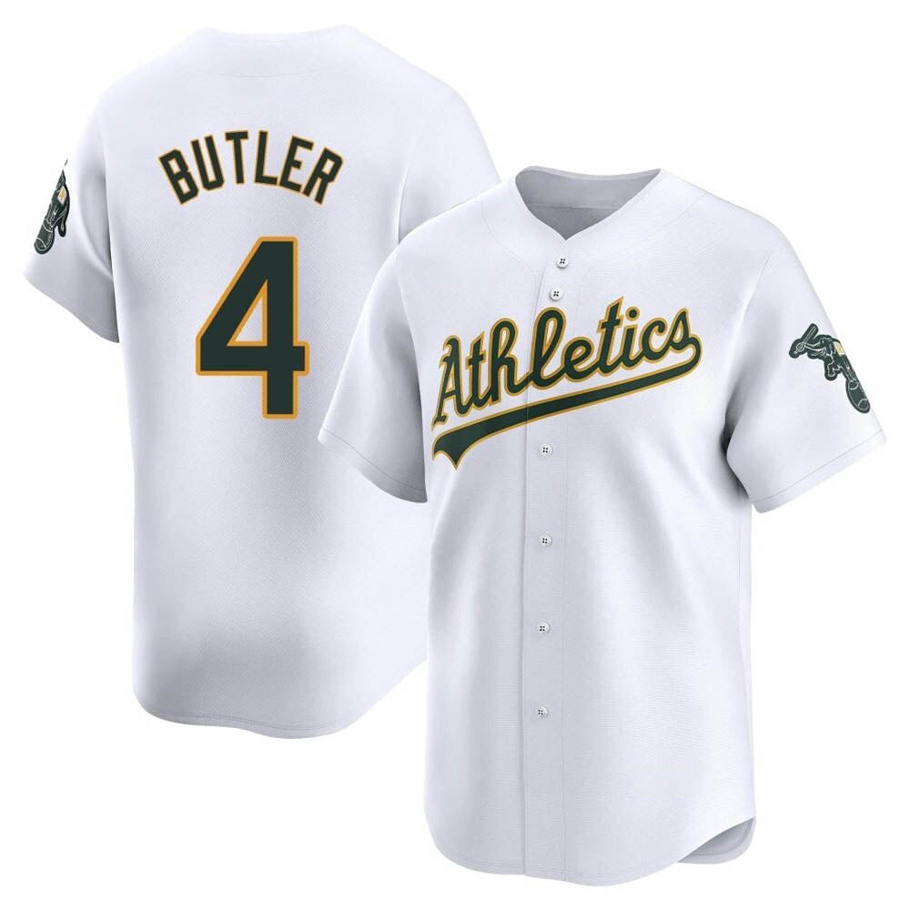 Pouc Athletics #4 Lawrence Butler player White Limited Home Stitched Jersey