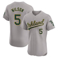 Pouc Athletics #5 Jacob Wilson Gray Elite Road Stitched Jersey