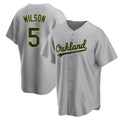 Pouc Athletics #5 Jacob Wilson Gray Replica Road Stitched Jersey