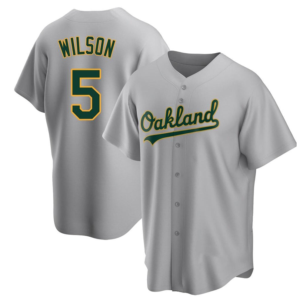 Pouc Athletics #5 Jacob Wilson Gray Replica Road Stitched Jersey