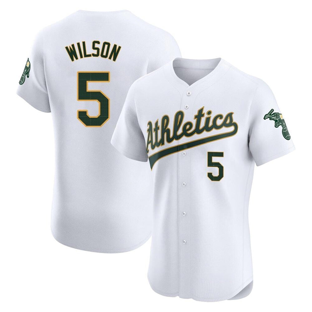 Pouc Athletics #5 Jacob Wilson White Elite Home Stitched Jersey