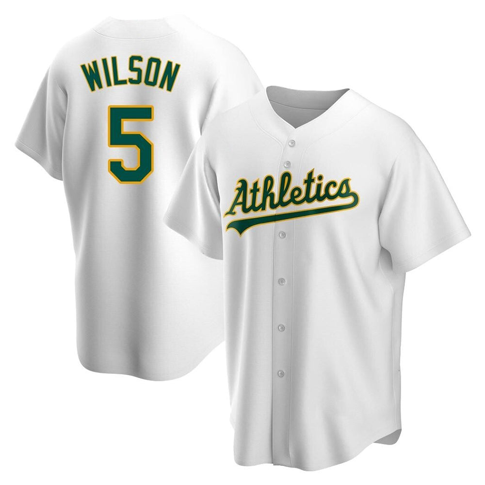 Pouc Athletics #5 Jacob Wilson White Replica Home Stitched Jersey