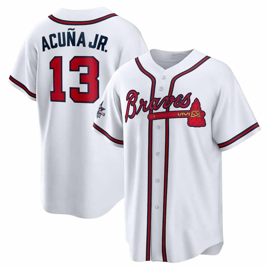 Pouc A.Braves #13 Ronald Acuna Jr. 2025 All-Star Game Home Replica Player Jersey - White Stitched Personalized Jersey