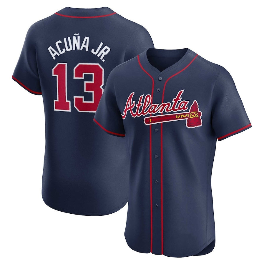 Pouc A.Braves #13 Ronald Acuna Jr. Alternate Elite Player Jersey - Navy Personalized Jerseys