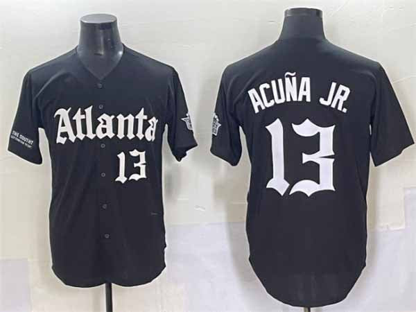 Pouc A.Braves #13 Ronald Acuna Jr. Black Gothic South x Outkast Edition Vapor Limited Stitched Personalized Jersey