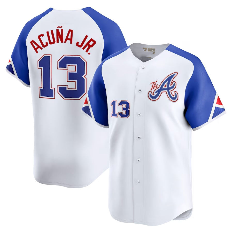Pouc A.Braves #13 Ronald Acuna Jr. City Connect Limited Jersey - White Personalized Jerseys