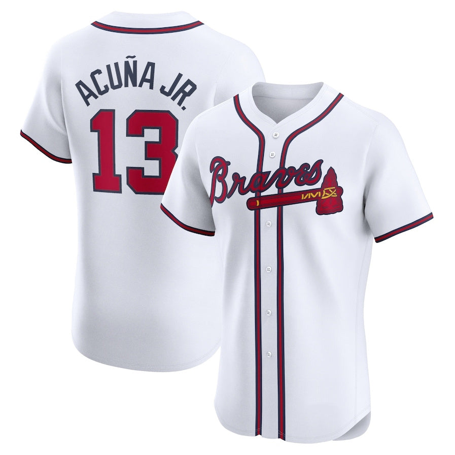 Pouc A.Braves #13 Ronald Acuna Jr. Home Elite Jersey - White Personalized Jerseys