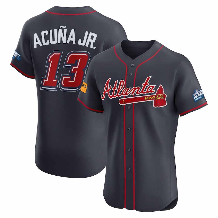 Pouc A.Braves #13 Ronald Acuna Jr. Navy 2025 Speedway Classic Alternate Elite Player Personalized Jersey