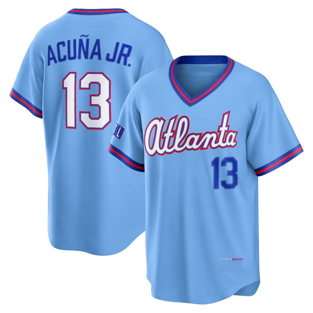 Pouc A.Braves #13 Ronald Acuna Jr. Powder Blue 2026 City Connect Stadium Stitched Personalized Jersey
