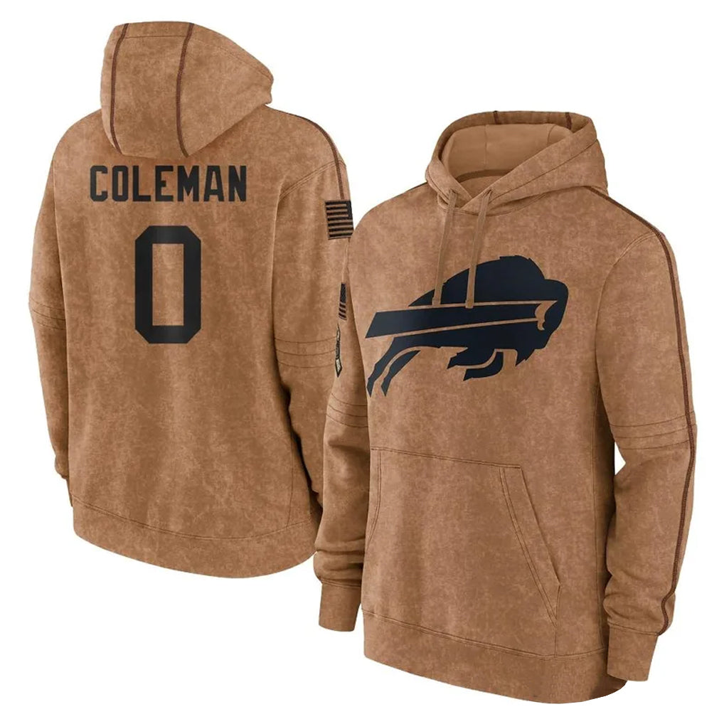 Pouc B.Bills #0 Keon Coleman Player Brown Salute to Service Hoodies Stitched Jerseys