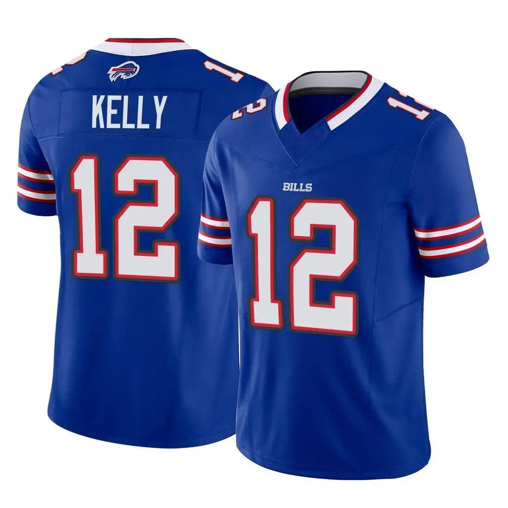 Pouc B.Bills #12 Jim Kelly Player Royal Vapor F.U.S.E. Limited Home Game Stitched Jerseys