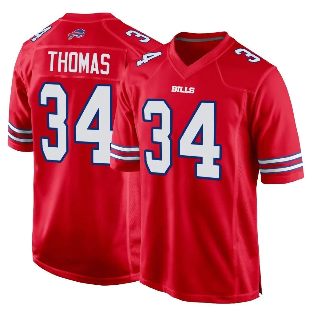 Pouc B.Bills #34 Thurman Thomas Player Red Home Game Stitched Jerseys