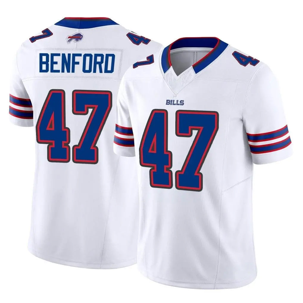 Pouc B.Bills #47 Christian Benford Player White Vapor F.U.S.E. Limited Home Game Stitched Jerseys