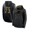 Pouc B.Bills #73 Dion Dawkins Player Black Salute to Service Hoodies Hame Stitched Jerseys