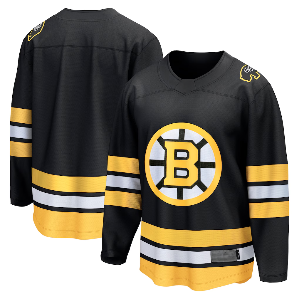 Pouc B.Bruins Black Anniversary Home Breakaway Stitched Jerseys
