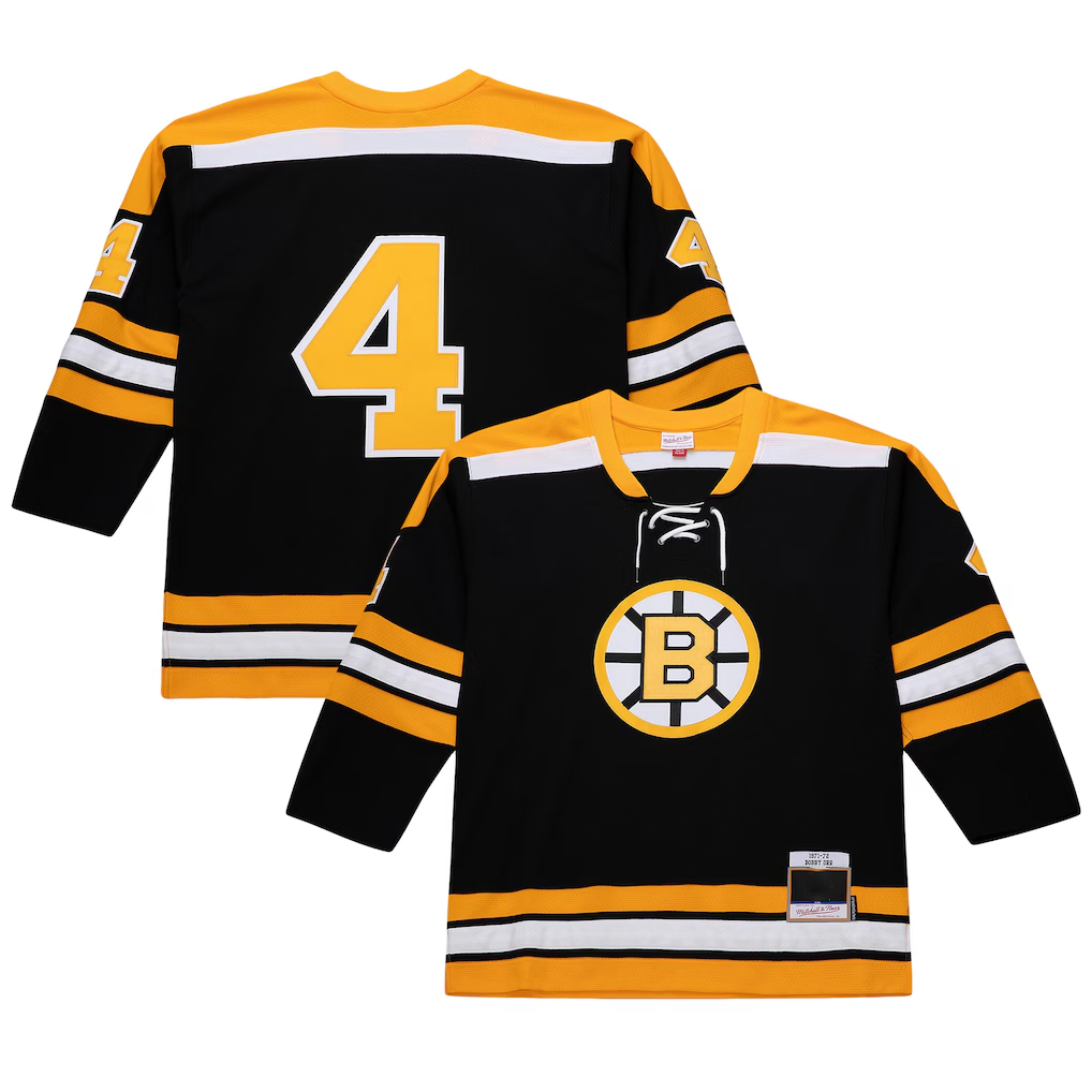 Pouc B.Bruins #4 Bobby Orr Mitchell & Ness Black Big & Tall 197172 Blue Line 2.0 Stitched Jerseys