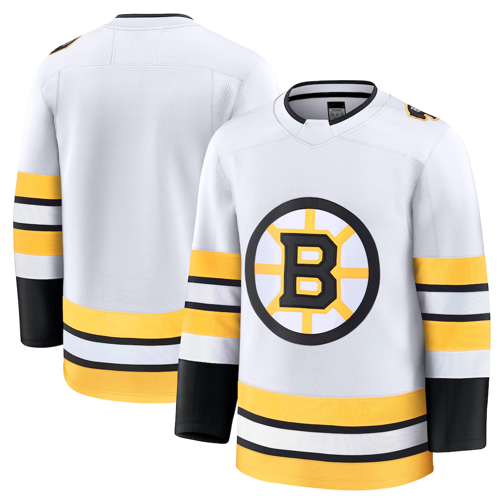 Pouc B.Bruins White Away Premium Stitched Jersey