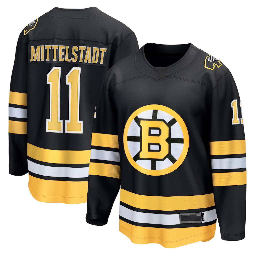 Pouc B.Bruins #11 Casey Mittelstadt Black Home Breakaway Player Stitched Jerseys