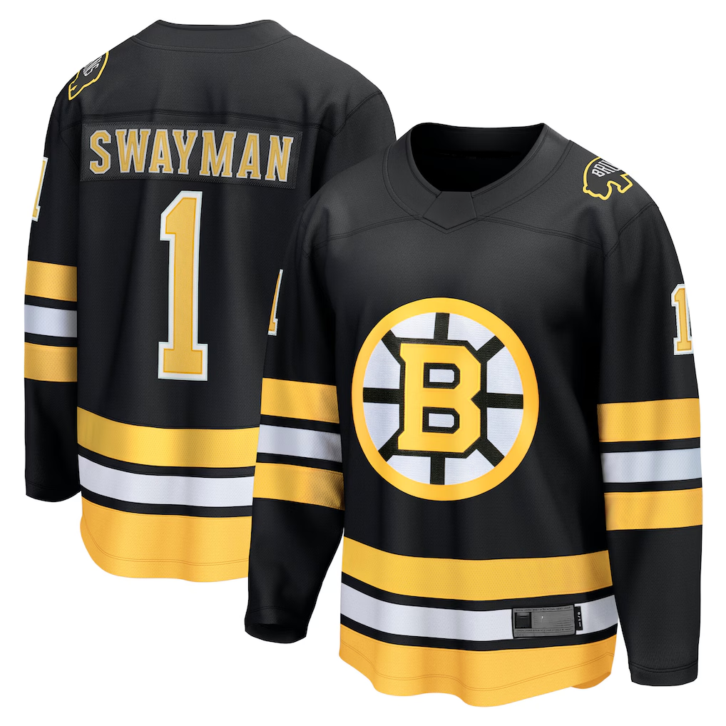 Pouc B.Bruins #1 Jeremy Swayman Black Home Breakaway Player Stitched Jerseys