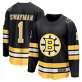Pouc B.Bruins #1 Jeremy Swayman Black Home Breakaway Stitched Jerseys