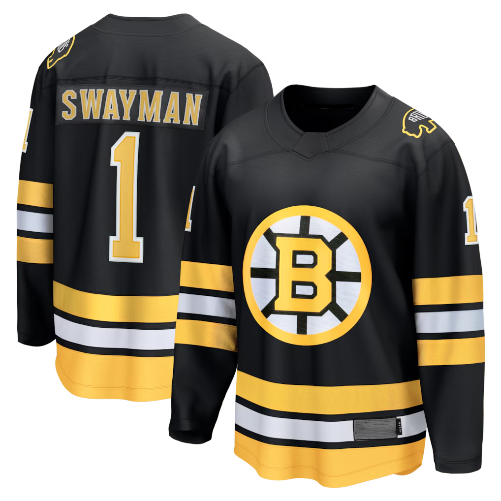 Pouc B.Bruins #1 Jeremy Swayman Black Home Breakaway Stitched Jerseys