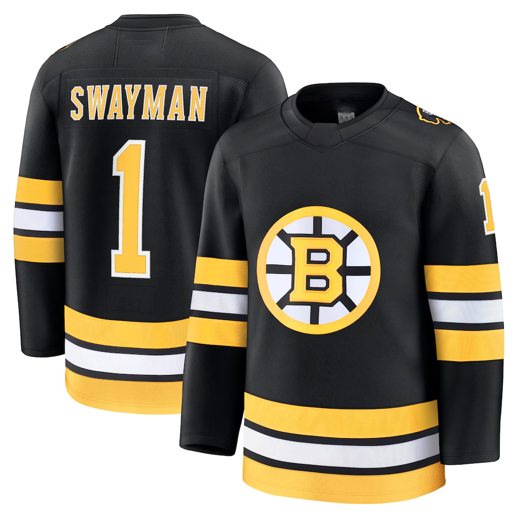 Pouc B.Bruins #1 Jeremy Swayman Black Home Premium Stitched Jerseys