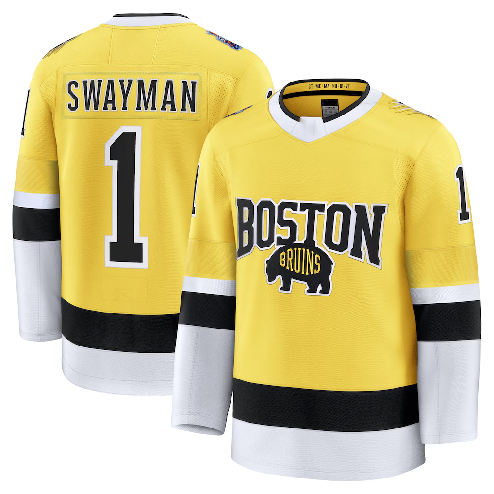 Pouc B.Bruins #1 Jeremy Swayman Gold 2026 Stadium Series Premium Stitched Jerseys
