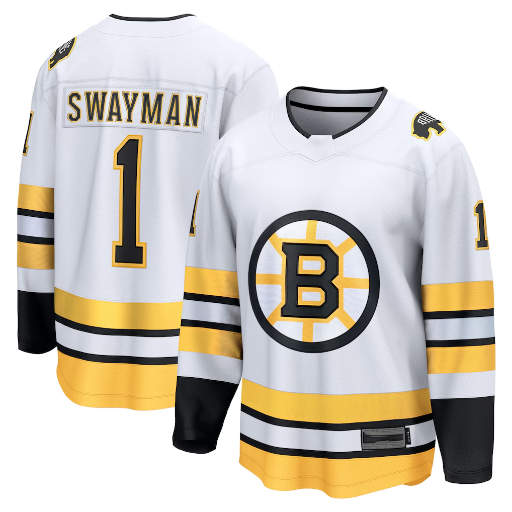 Pouc B.Bruins #1 Jeremy Swayman White Away Breakaway Player Stitched Jerseys