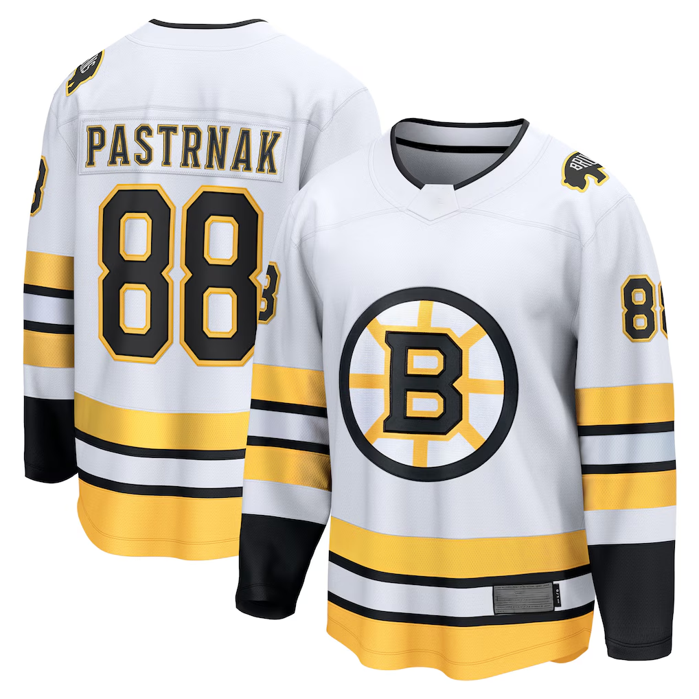Pouc B.Bruins #88 David Pastrnak White Away Breakaway Player Stitched Jerseys