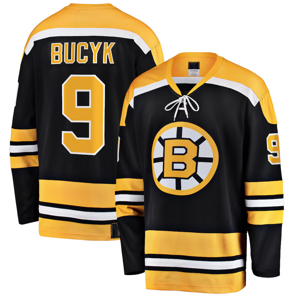 Pouc B.Bruins #9 John Bucyk Black Premier Breakaway Retired Player Stitched Jerseys