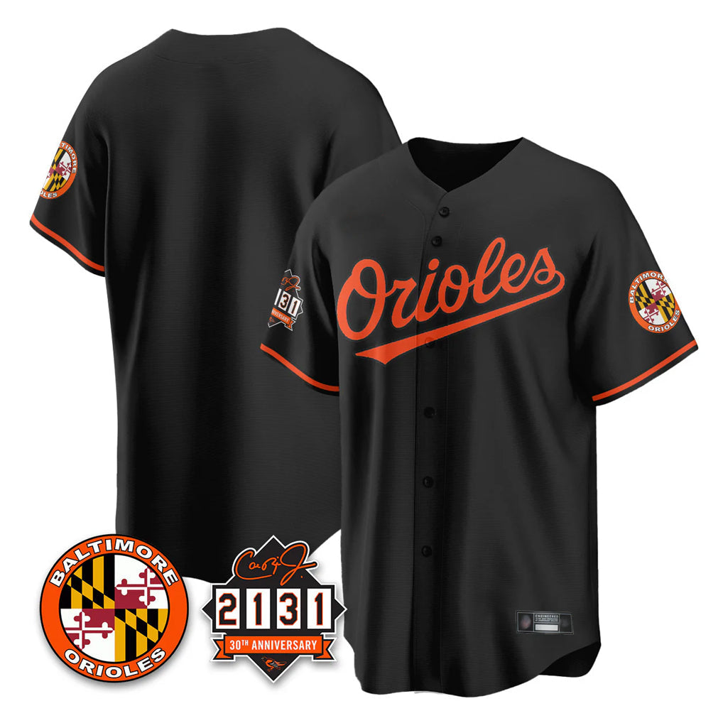 Pouc B.Orioles Black 30th Anniversary of 2131 Home Game Blank Player Stitched Jerseys