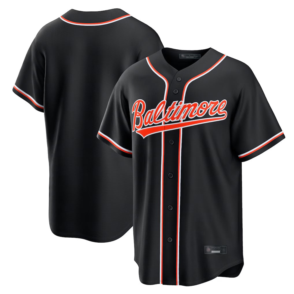 Pouc B.Orioles Black Out Fashion Home Game Blank Player Stitched Jerseys