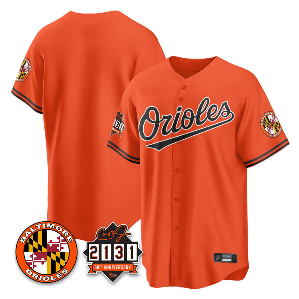 Pouc B.Orioles Orange 30th Anniversary of 2131 Home Game Blank Player Stitched Jerseys