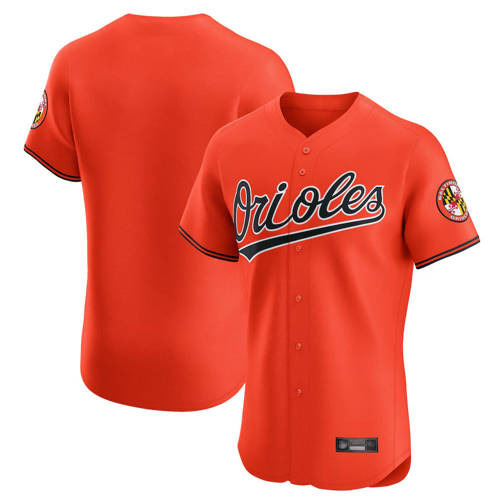 Pouc B.Orioles Orange Limited Elite Home Game Blank Player Stitched Jerseys