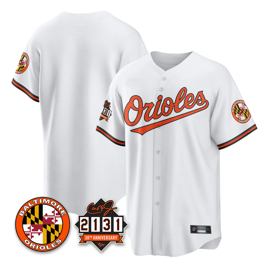 Pouc B.Orioles White 30th Anniversary of 2131 Home Game Blank Player Stitched Jerseys