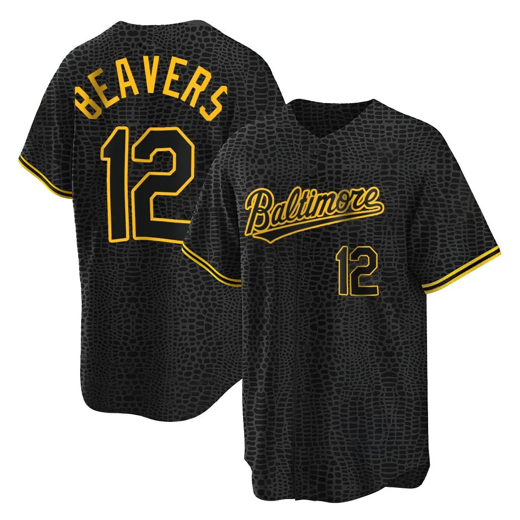 Pouc B.Orioles #12 Dylan Beavers Player Black Snake Skin City Home Game Stitched Jerseys